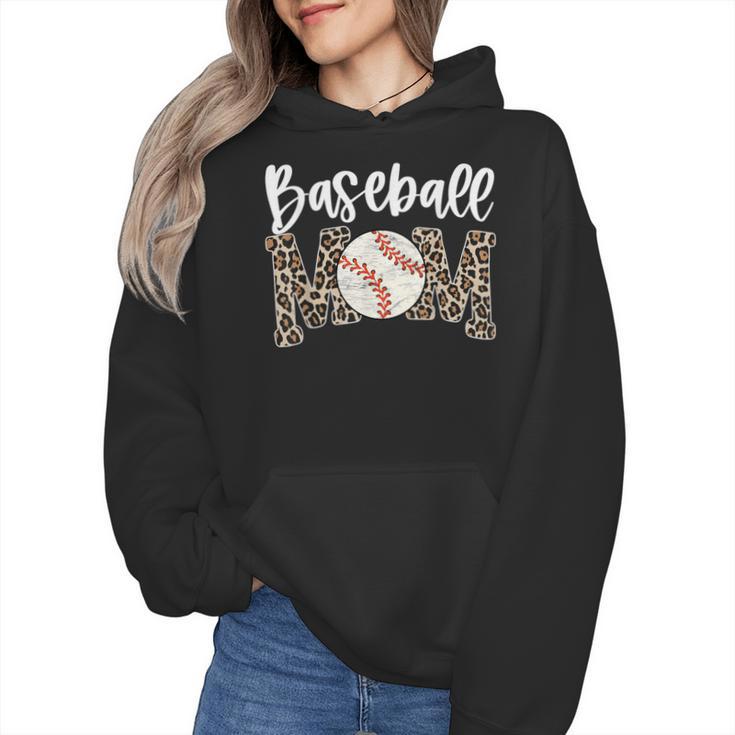 Leopard Baseball Mom Baseball Mama Retro Cute Mother's Day Wmen Hoodie