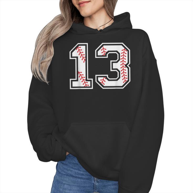 Lucky Number 13 Baseball Mom Baseball Number 13 Lucky 13 Wmen Hoodie