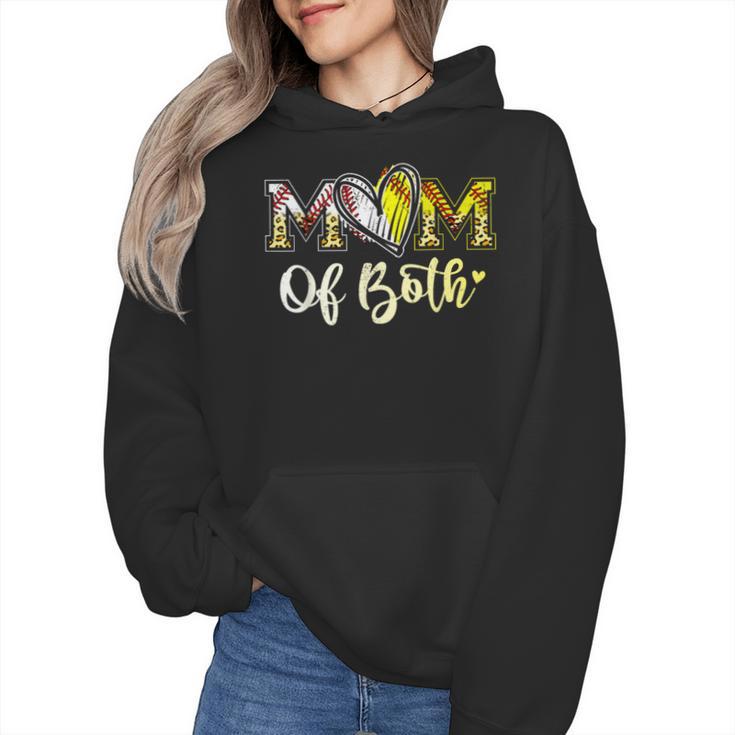 Mom Of Both Softball Baseball Mom Wmen Hoodie