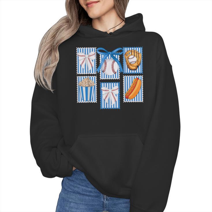 Stamps Coquette Bow Baseball Kids Youth Girls Baseball Mom Wmen Hoodie