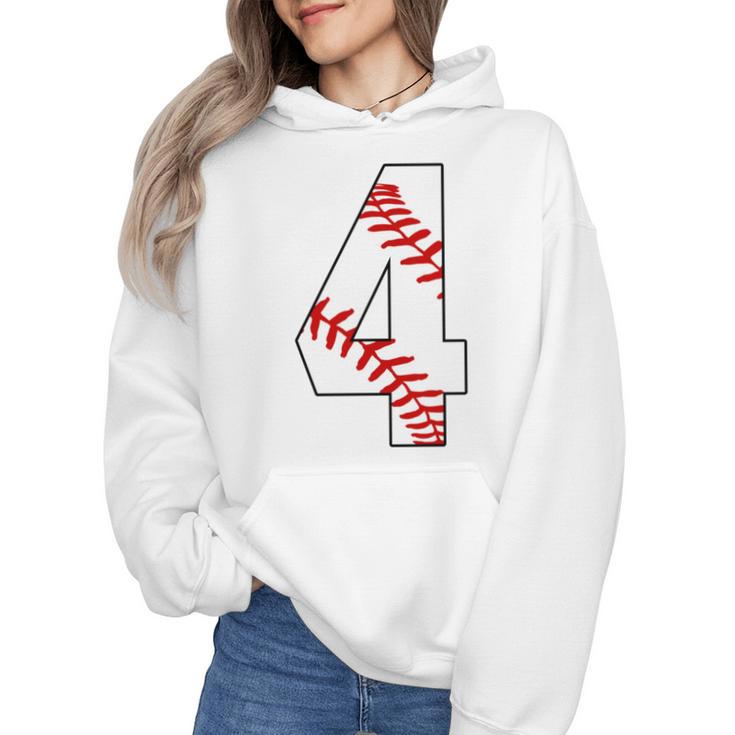 4 Laces 4th Birthday Boy Four Years Baseball Mom T-Shirt Wmen Hoodie