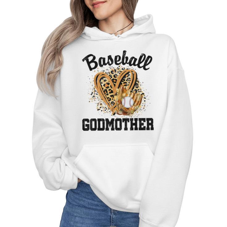 Baseball Godmother Leopard Heart Baseball Mom Game Day Wmen Hoodie