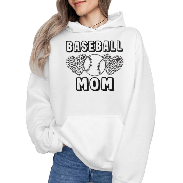Baseball Mom Leopard Heart Game Day Wmen Hoodie