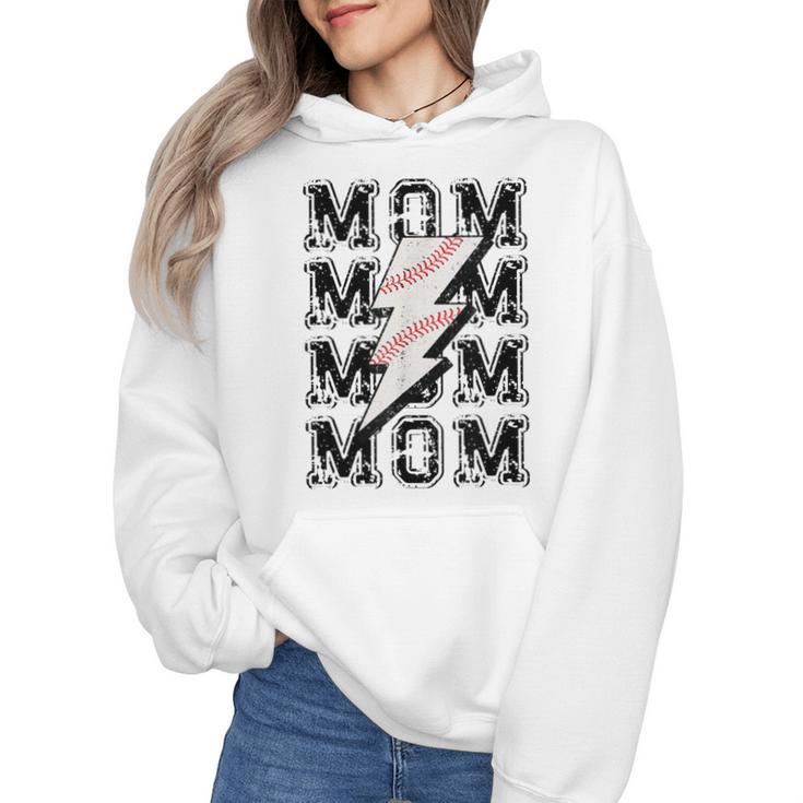Baseball MOM Lightning Bolt Tshirt Retro Wmen Hoodie