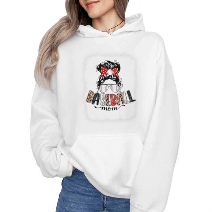 Baseball Mom Messy Bun Mommy Baseball Player Premium Wmen Hoodie
