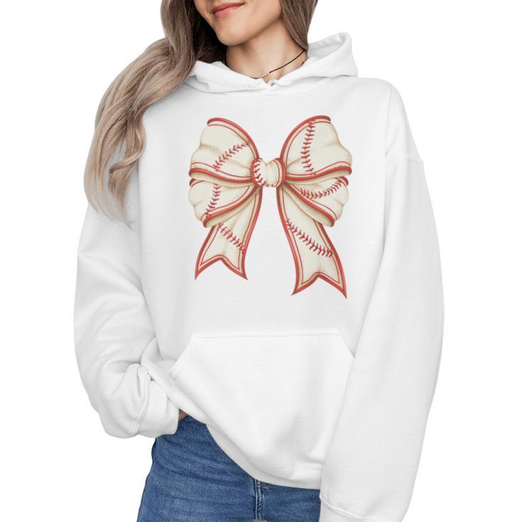 Coquette Bow Baseball Mama Baseball Mom Women Premium Wmen Hoodie