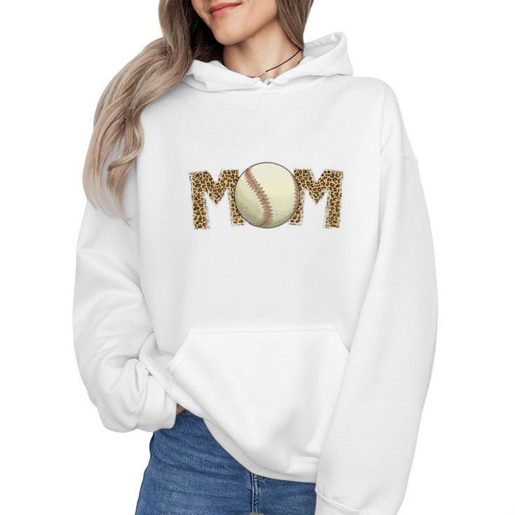 Cute Baseball Mom Leopard Print Mom For Mother's Day Wmen Hoodie
