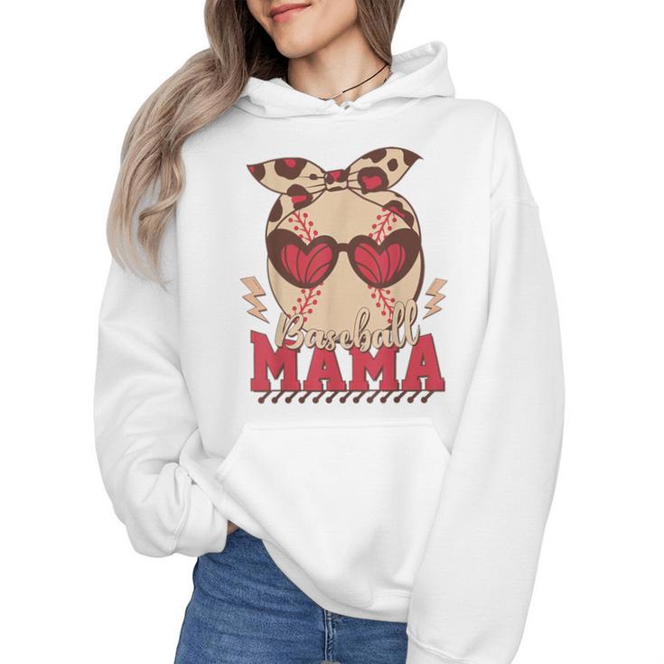 Heart Glasses Baseball Mama Baseball Mom Mother's Day Wmen Hoodie