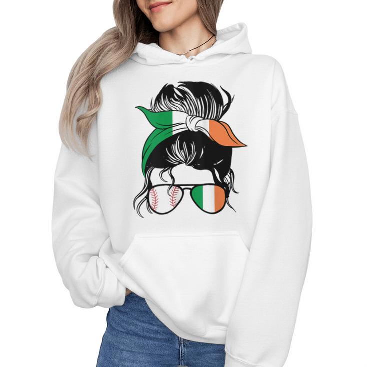 Ireland Baseball Mom Messy Bun Irish Baseball Girl Wmen Hoodie