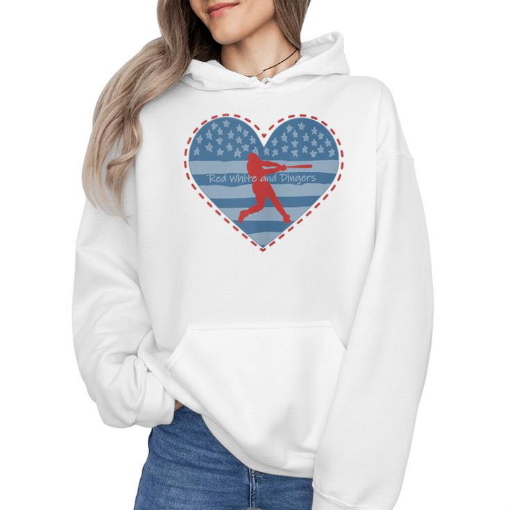 Primitive Patriotic American Baseball Mom Softball Dingers Wmen Hoodie