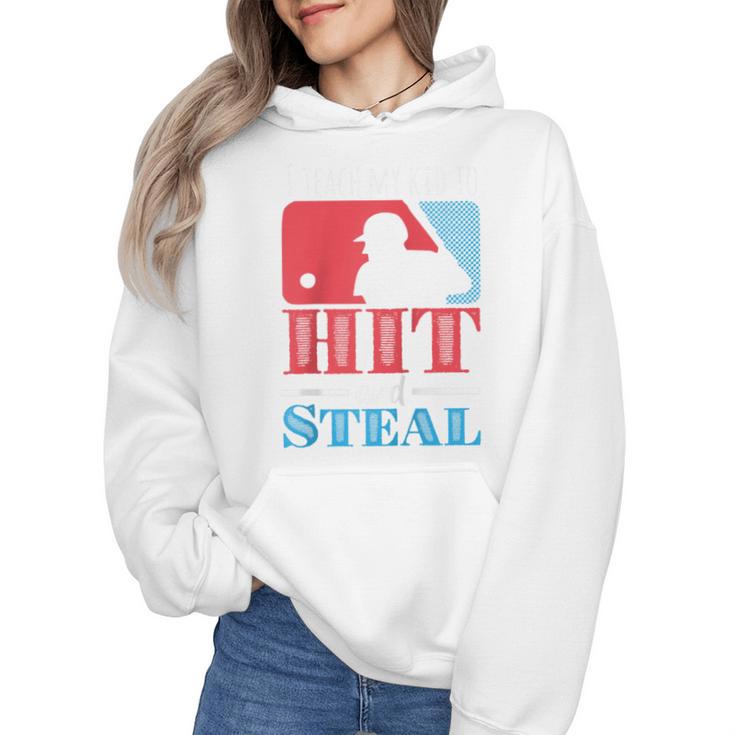 I Teach My Kid Baseball Mom Vintage Coach Baseball Raglan Baseball Tee Wmen Hoodie