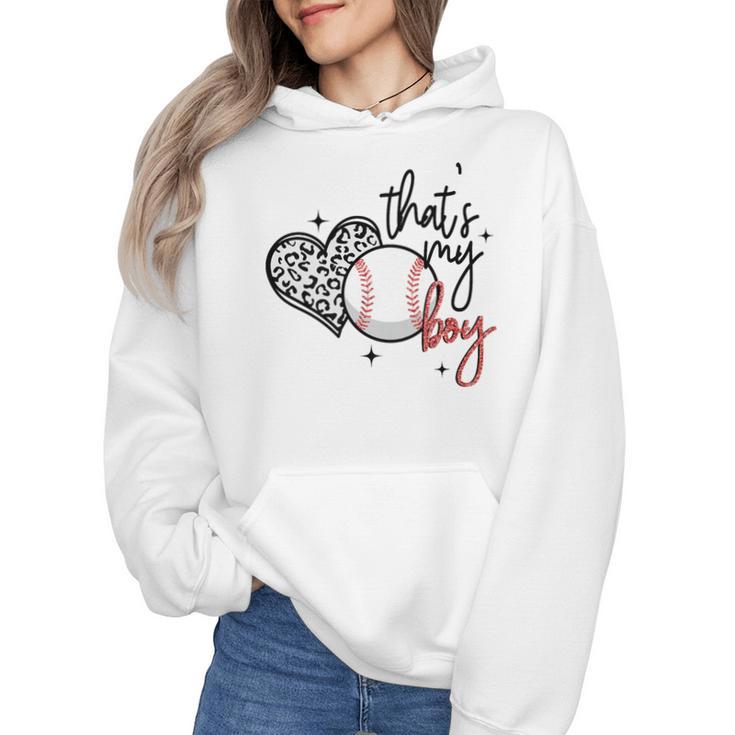 That's My Boy Leopard Heart Baseball Mom Premium Wmen Hoodie