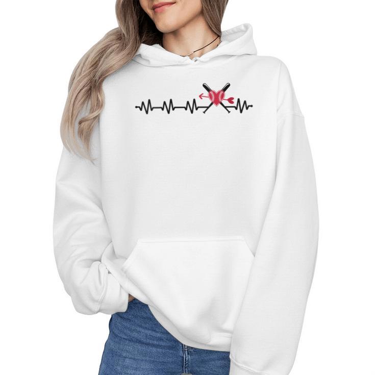 Women's Baseball Softball Baseball Mom Heartbeat Baseball Wmen Hoodie