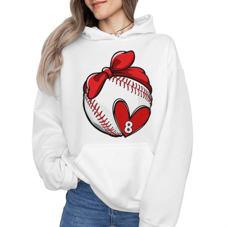 Womens Custom Baseball Mom Number 8 Heart For Mom Mommy Premium Wmen Hoodie