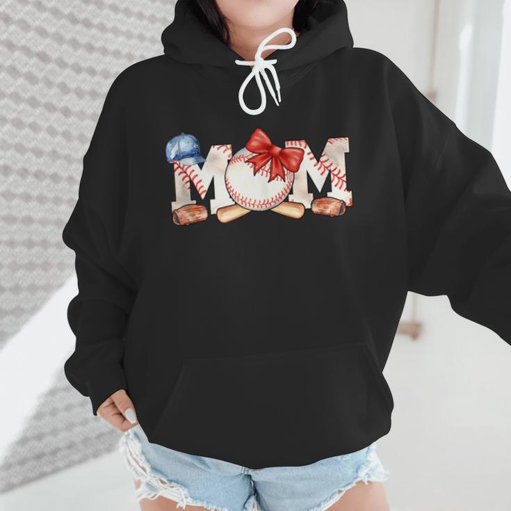 Ball Mom Bow Tie Baseball Mom Wmen Hoodie