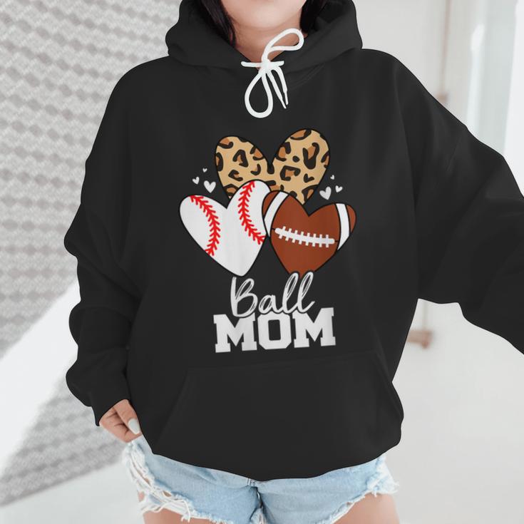 Ball Mom Football Baseball Mom Heart Wmen Hoodie Ball Mom Football Baseball Mom Heart Wmen Hoodie
