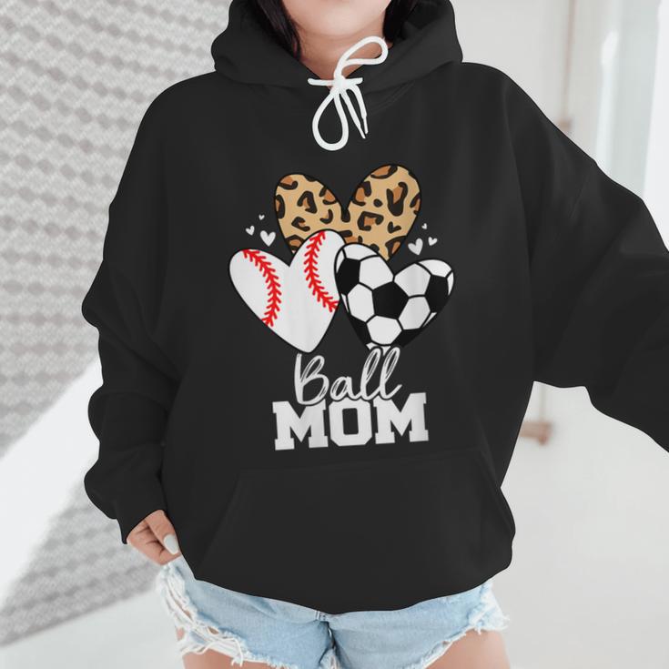 Ball Mom Soccer Baseball Mom Heart Wmen Hoodie