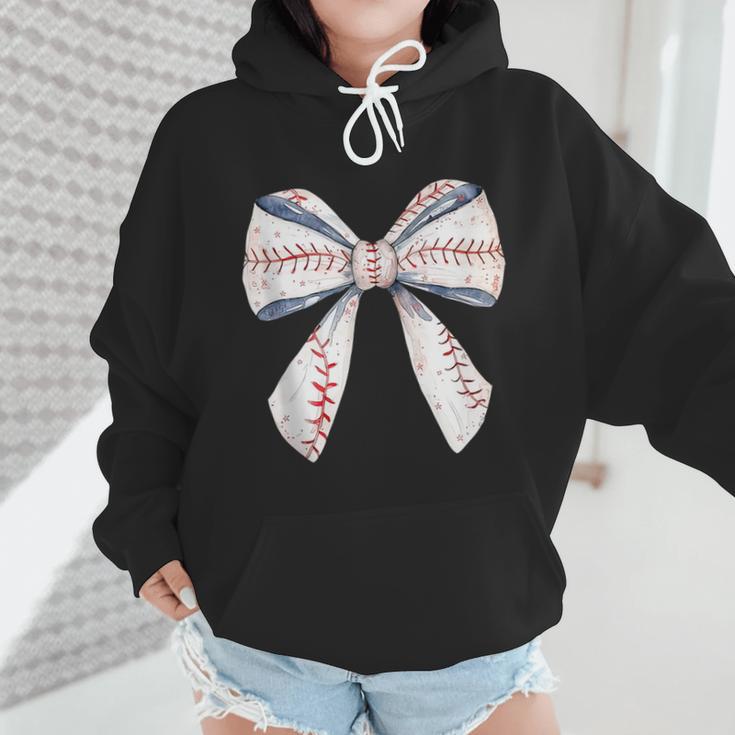 Baseball Mom Coquette Bow Baseball Mama Wmen Hoodie