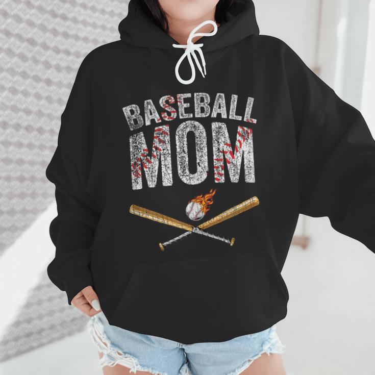 Baseball Mom Crossed Bats With Ball On Fire Distressed Wmen Hoodie Baseball Mom Crossed Bats With Ball On Fire Distressed Wmen Hoodie