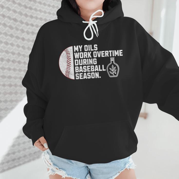 Baseball Mom Essential Oils Meme For Oily Oils Mom Wmen Hoodie