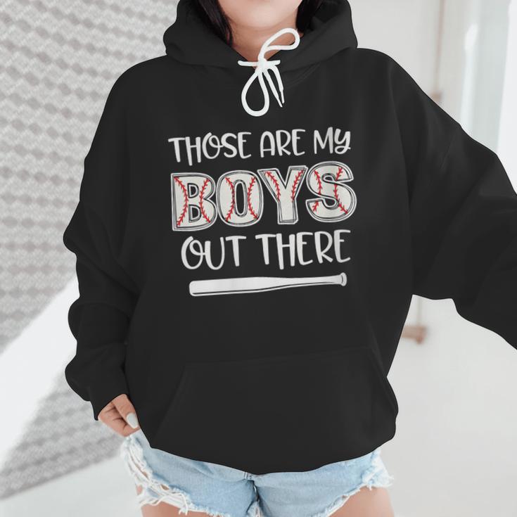 Baseball Mom And Grandma Those Are My Boys Baseball Game Wmen Hoodie