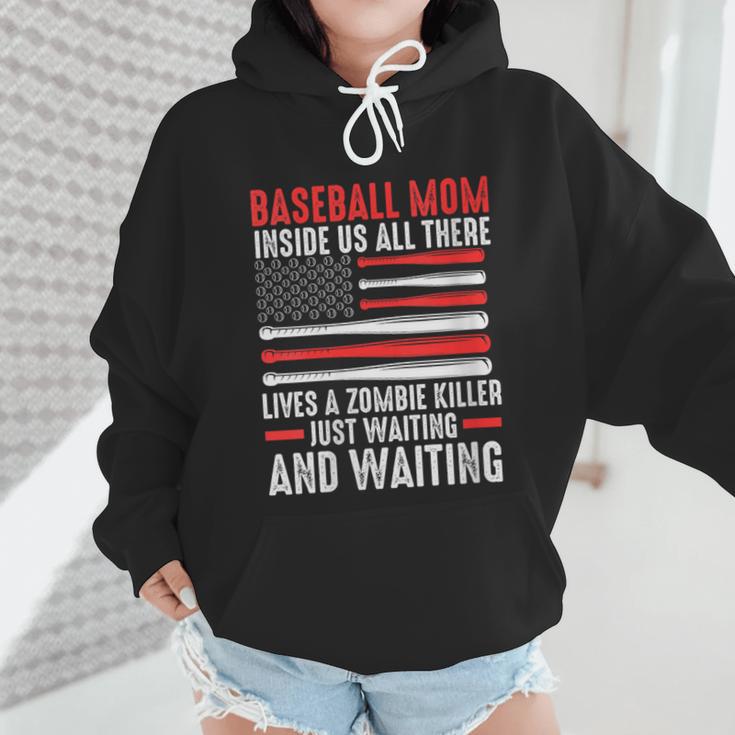 Baseball Mom Inside Us All There Lives a Zombie Sport Wmen Hoodie