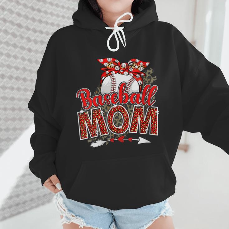 Baseball Mom Mama Mother's Day Leopard Sport Mom Mama Wmen Hoodie
