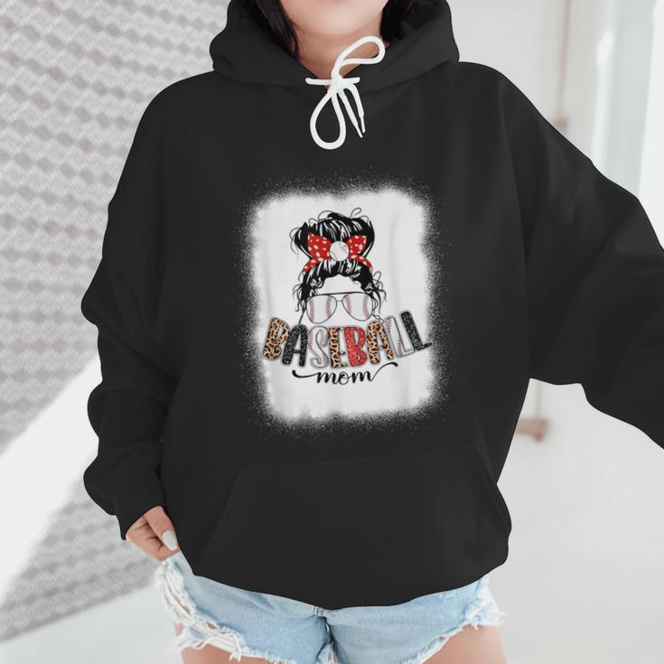 Baseball Mom Messy Bun Mommy Baseball Player Wmen Hoodie