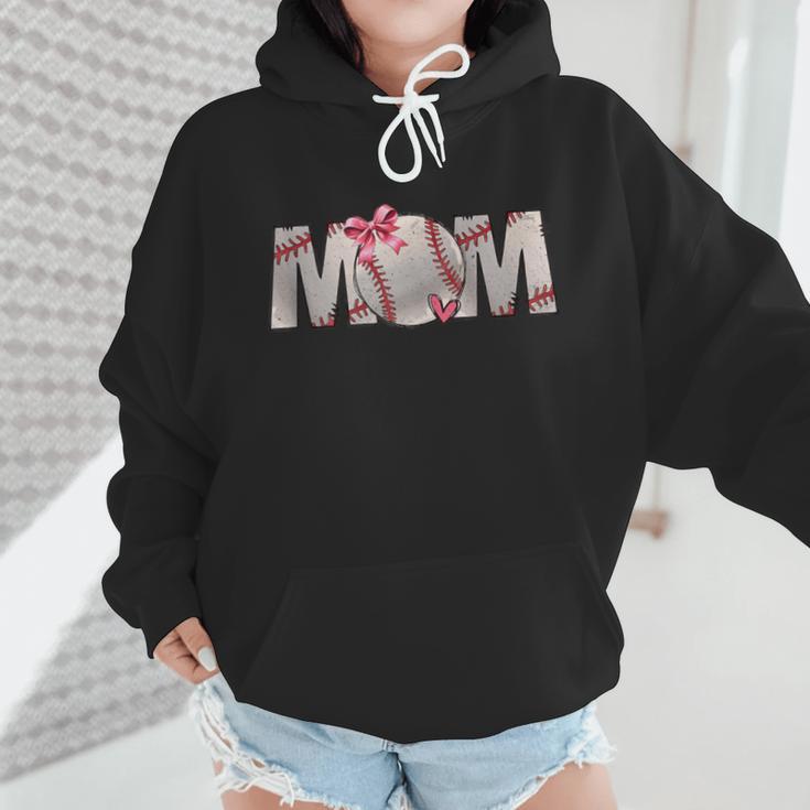 Baseball Mom With Pink Bow Wmen Hoodie