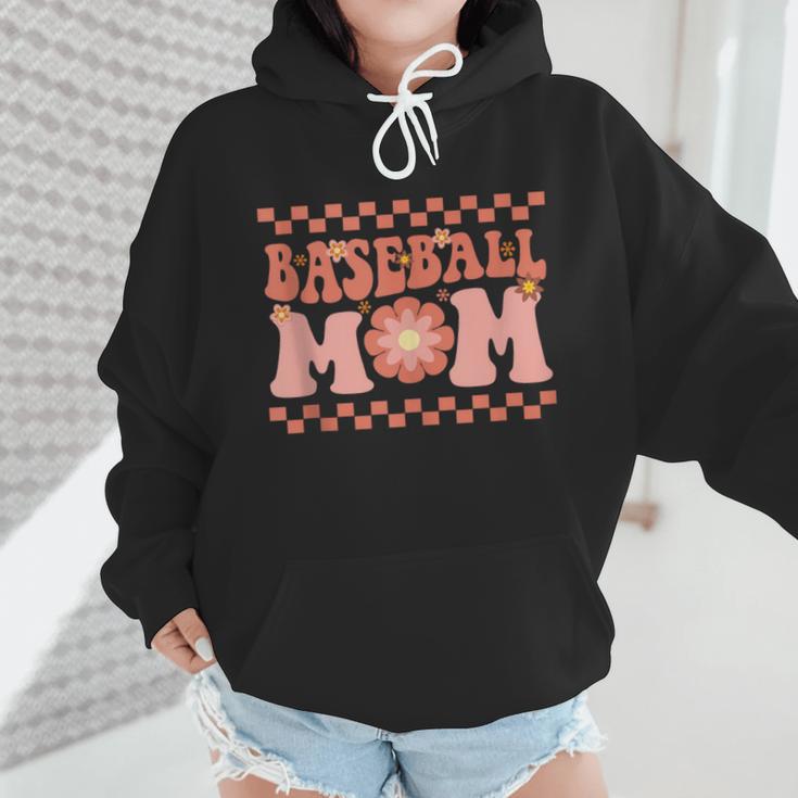 Baseball Mom Baseball Player Mama Women Groovy Wmen Hoodie