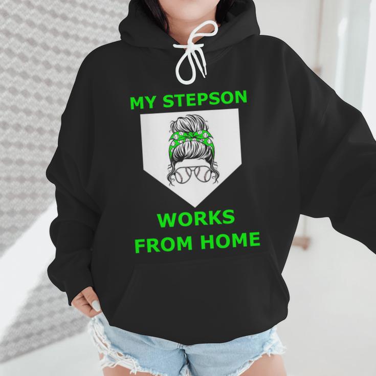 Baseball Mom Quote My Stepson Works From Home Wmen Hoodie Baseball Mom Quote My Stepson Works From Home Wmen Hoodie
