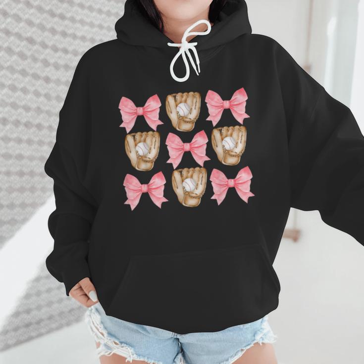 Baseball Mom Sister Tween Teen Girl Girly Pink Bow Preppy Wmen Hoodie