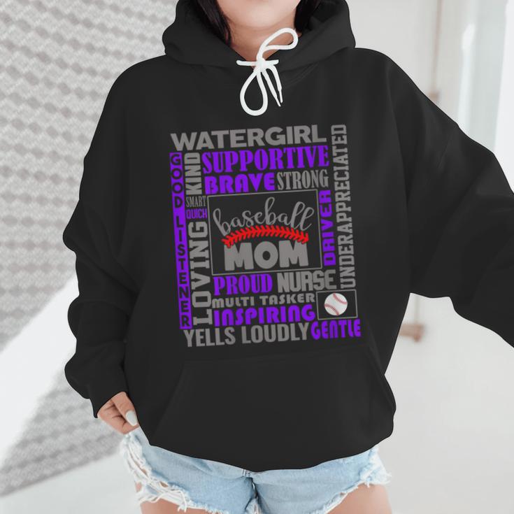 Baseball Mom Traits For Great Mothers Grey And Purple Wmen Hoodie