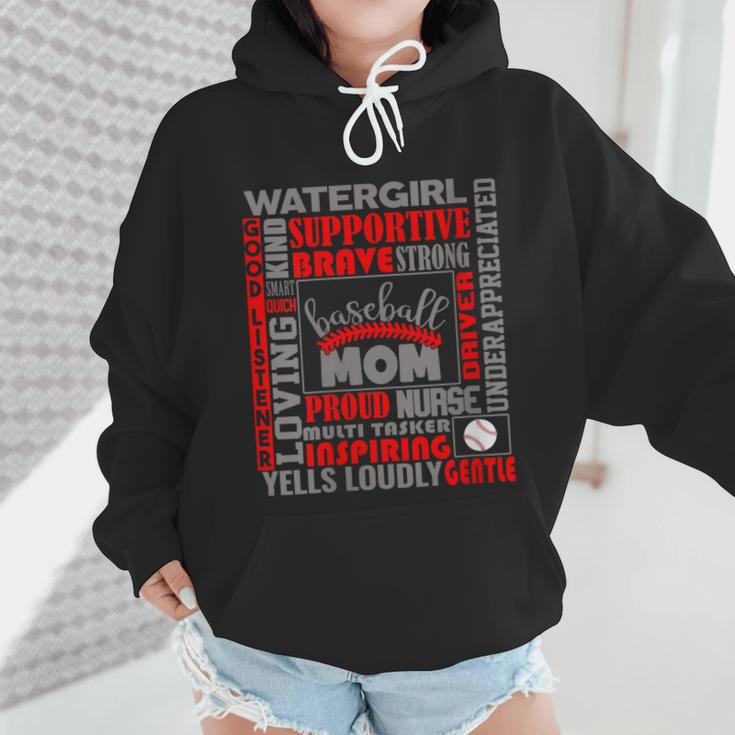 Baseball Mom Traits For Great Mothers Grey And Red Wmen Hoodie