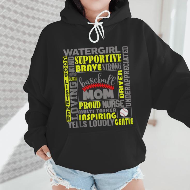 Baseball Mom Traits For Great Mothers Grey And Yellow Wmen Hoodie