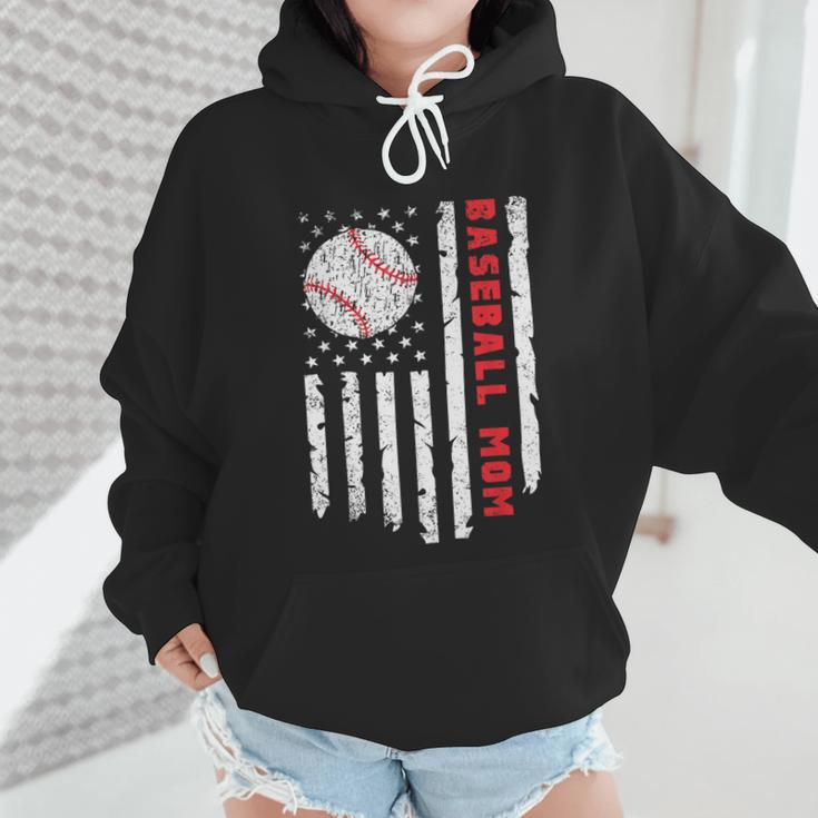 Baseball MOM USA American Flag Patriotic Mama Mother's Day For Women Kids Men Wmen Hoodie