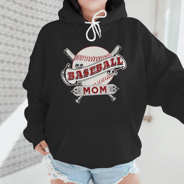 Baseball Mom Vintage Retro Game Day Son Supporter Fan Wmen Hoodie