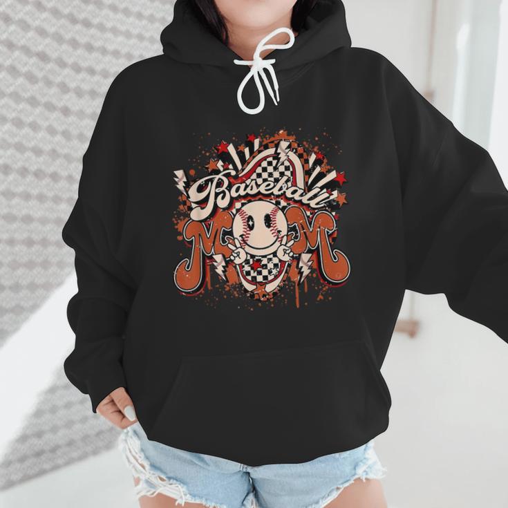 Baseball Mom Vintage Retro Groovy Sport Fan Mother Day Wmen Hoodie