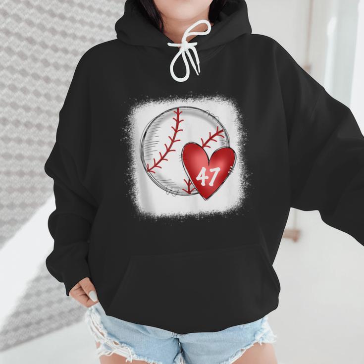 Bleached Custom Baseball Mom Number 47 Heart For Mom Wmen Hoodie Bleached Custom Baseball Mom Number 47 Heart For Mom Wmen Hoodie
