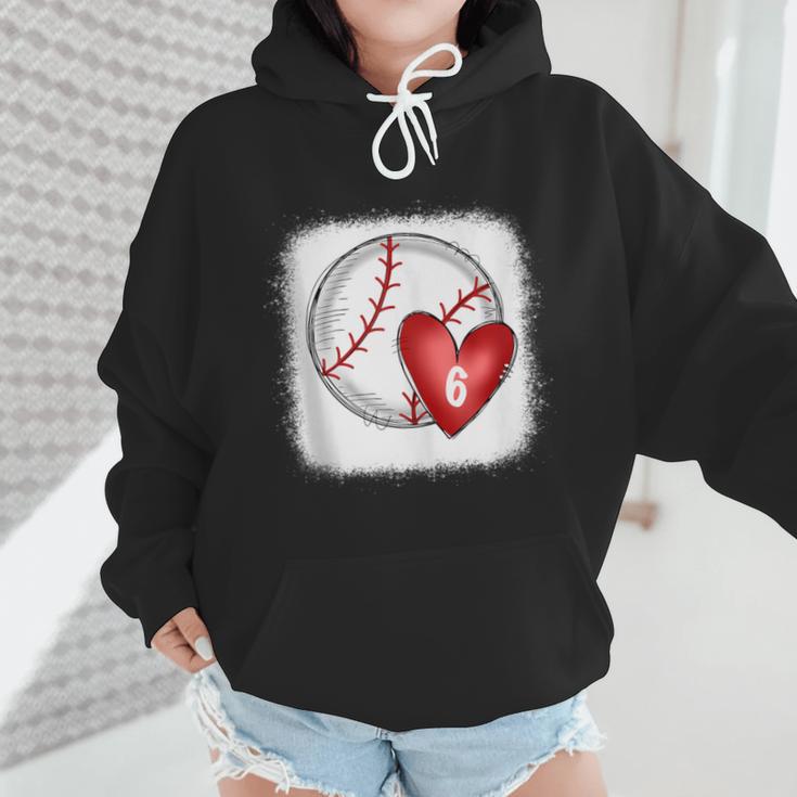 Bleached Custom Baseball Mom Number 6 Heart For Mom Wmen Hoodie Bleached Custom Baseball Mom Number 6 Heart For Mom Wmen Hoodie