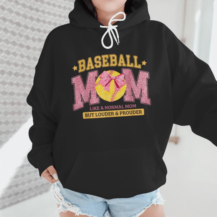 Coquette Baseball Mom Bow Like A Normal Mom But Mother's Day Wmen Hoodie Coquette Baseball Mom Bow Like A Normal Mom But Mother's Day Wmen Hoodie
