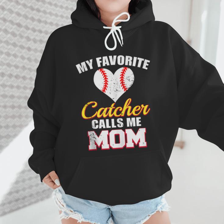 My Favorite Catcher Calls Me Mom Catcher Baseball Mom Heart Wmen Hoodie My Favorite Catcher Calls Me Mom Catcher Baseball Mom Heart Wmen Hoodie