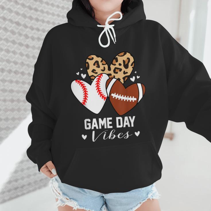 Game Day Vibes Football Baseball Mom Heart Wmen Hoodie
