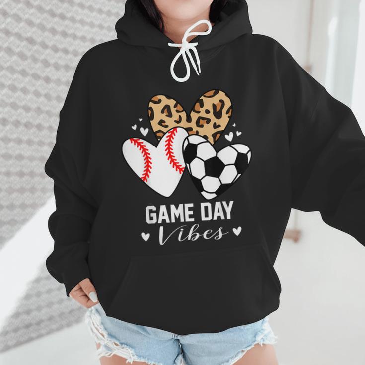 Game Day Vibes Soccer Baseball Mom Heart Wmen Hoodie Game Day Vibes Soccer Baseball Mom Heart Wmen Hoodie