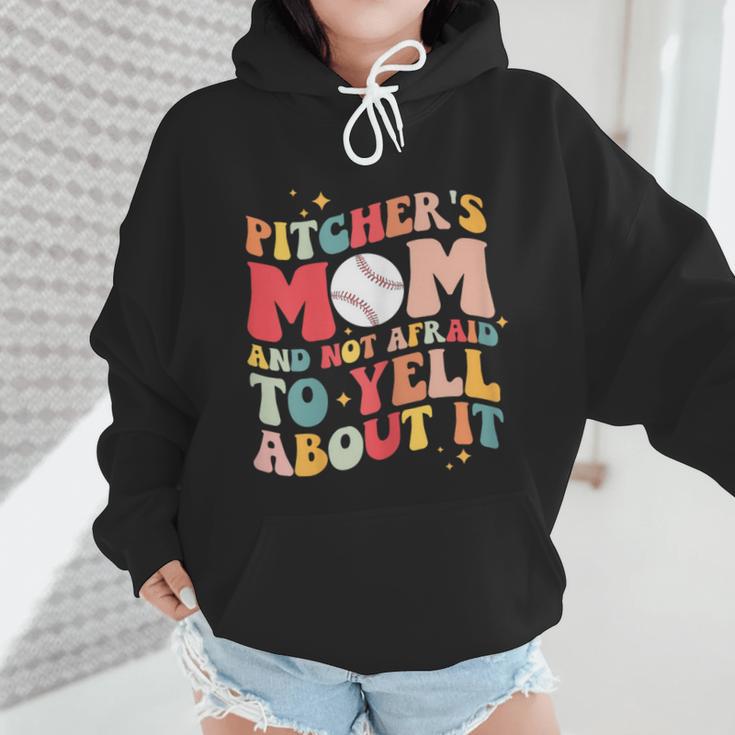Groovy Ptchers Baseball Mom And Not Afraid To Yell About It Wmen Hoodie Groovy Ptchers Baseball Mom And Not Afraid To Yell About It Wmen Hoodie