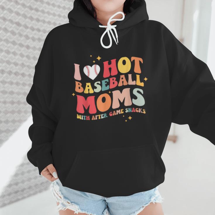 Groovy Retro I Love Hot Baseball Moms With After Game Snacks Wmen Hoodie Groovy Retro I Love Hot Baseball Moms With After Game Snacks Wmen Hoodie