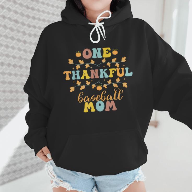 Groovy Retro One Thankful Baseball Mom Thanksgiving Fall Wmen Hoodie Groovy Retro One Thankful Baseball Mom Thanksgiving Fall Wmen Hoodie