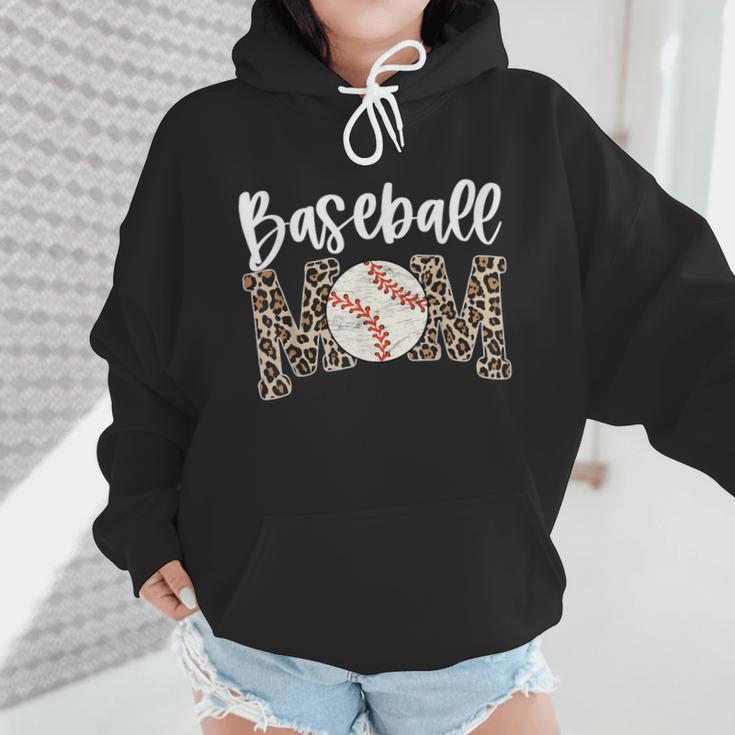 Leopard Baseball Mom Baseball Mama Retro Cute Mother's Day Wmen Hoodie