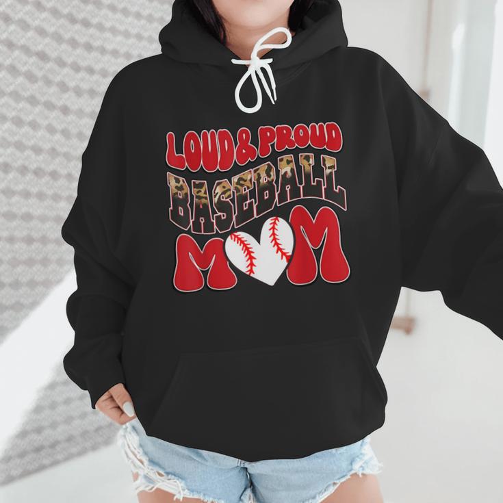 Loud Proud Baseball Mom Red Team Leopard Baseball Mom Squad Wmen Hoodie