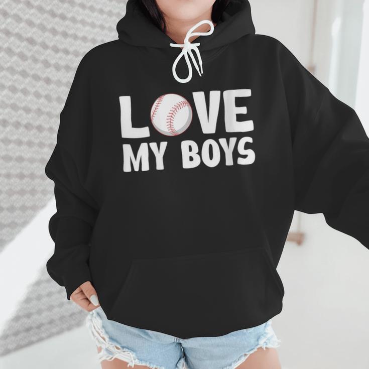 I Love My Boys Baseball Moms Wmen Hoodie